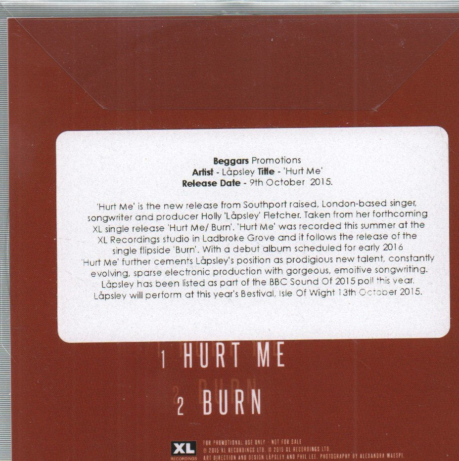Låpsley - Hurt Me / Burn - Cdr