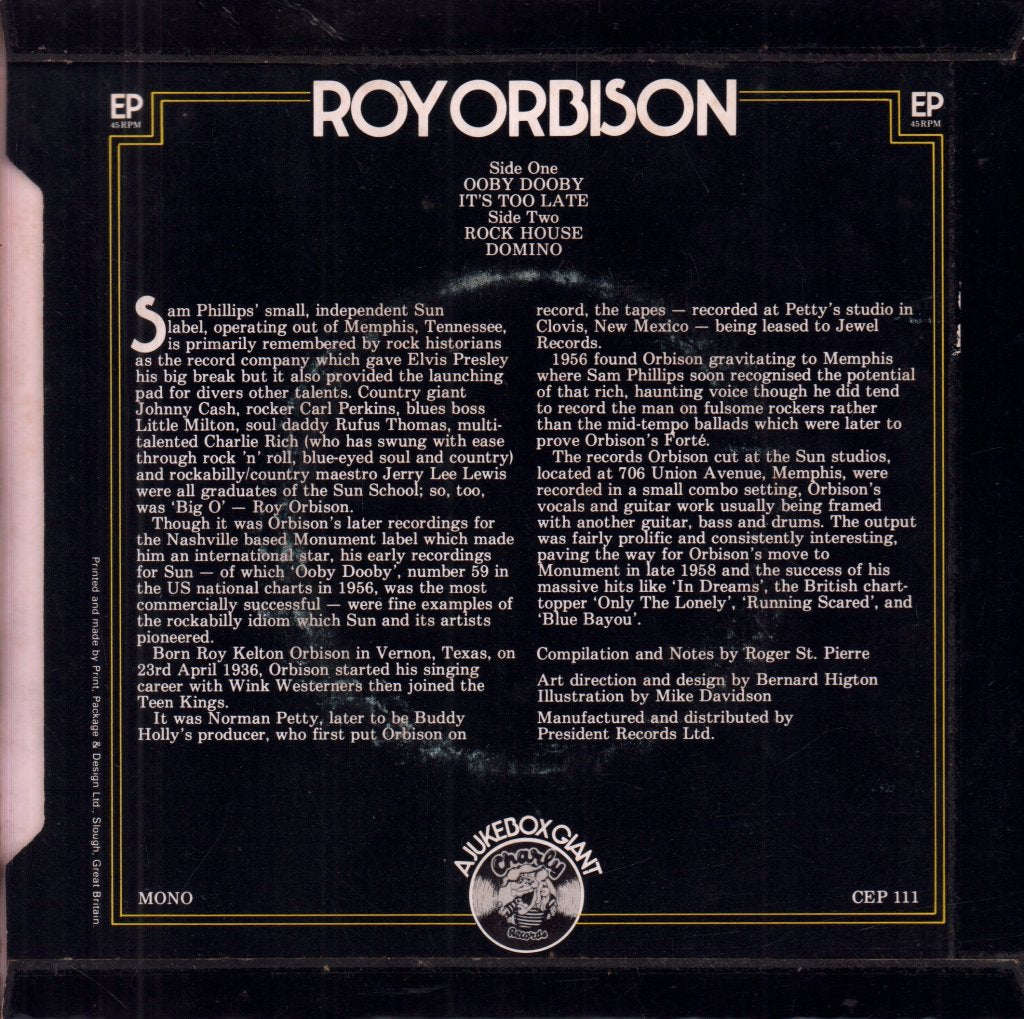 Roy Orbison - Ooby Dooby - 7 Inch