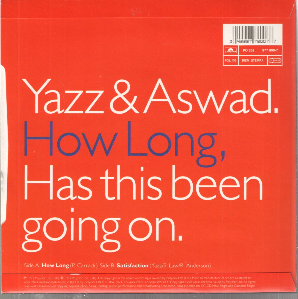 Yazz And Aswad - How Long - 7 Inch