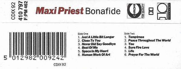 Maxi Priest - Bonafide - Cassette