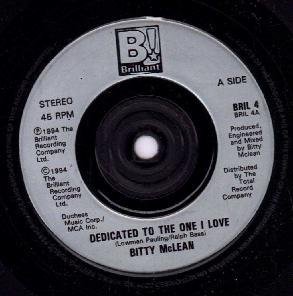 Bitty Mclean - Dedicated To The One I Love - 7 Inch