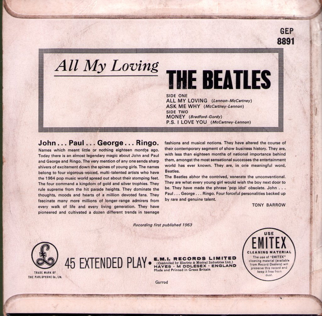 Beatles - All My Loving - 7 Inch