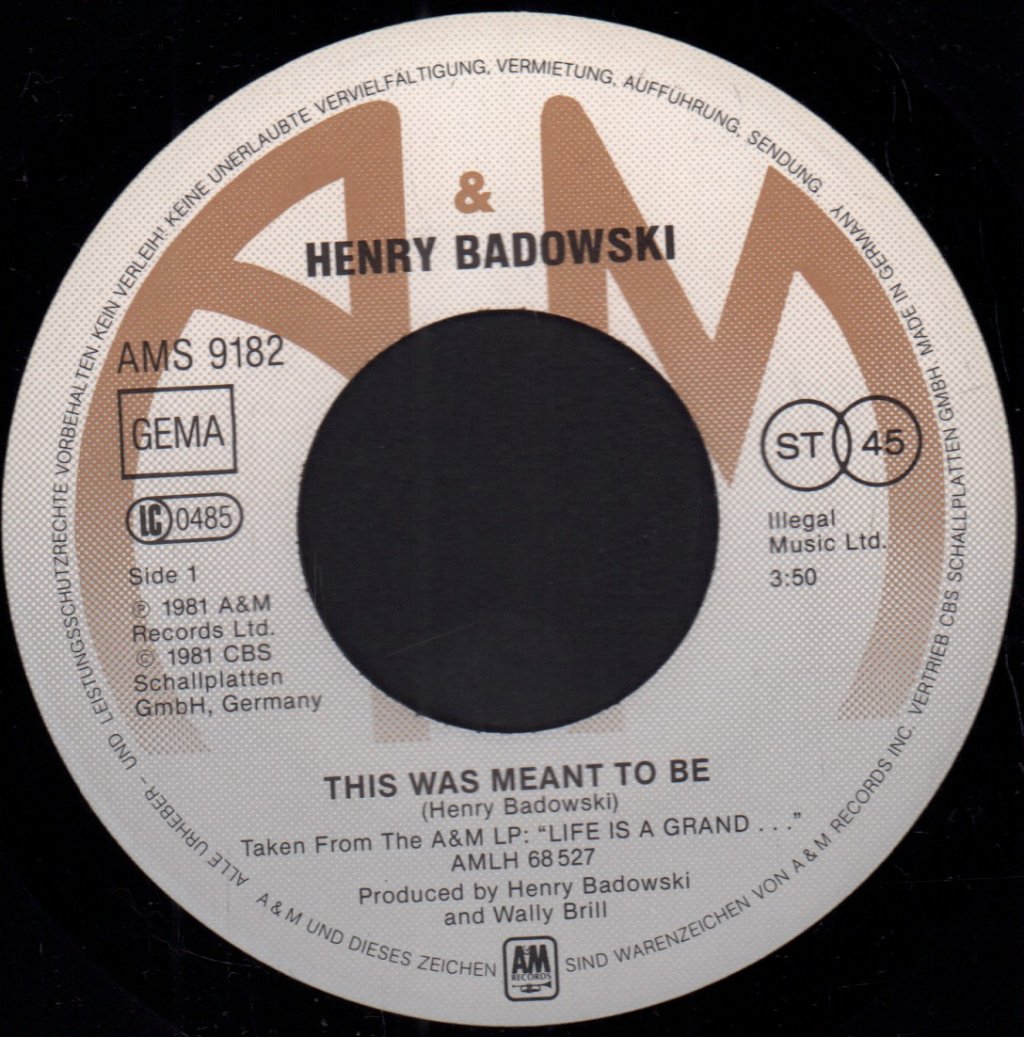 Henry Badowski - This Was Meant To Be - 7 Inch