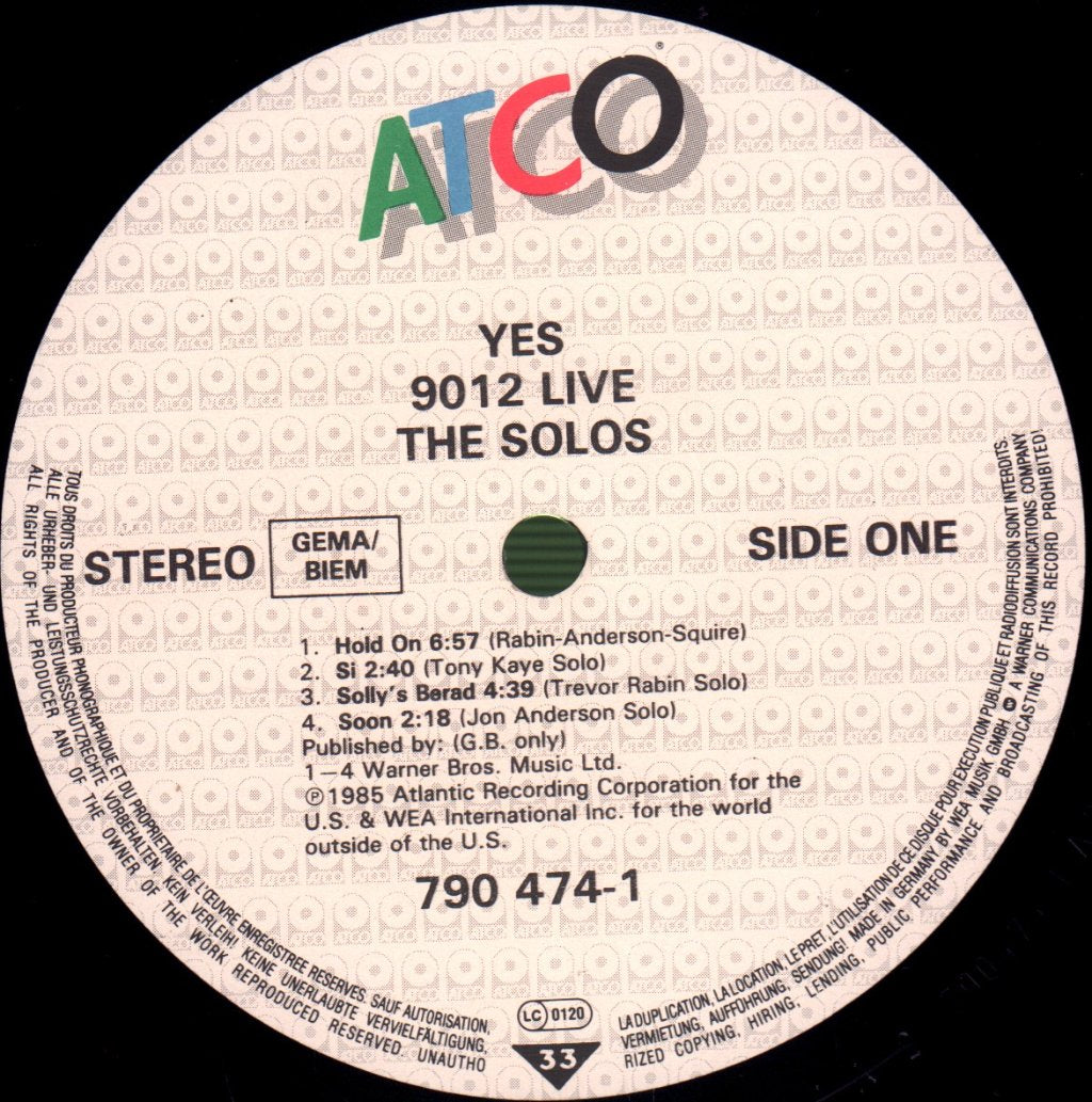 Yes - 9012 Live (The Solos) - Lp