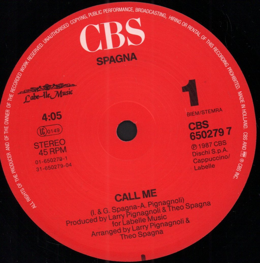 Spagna - Call Me - 7 Inch