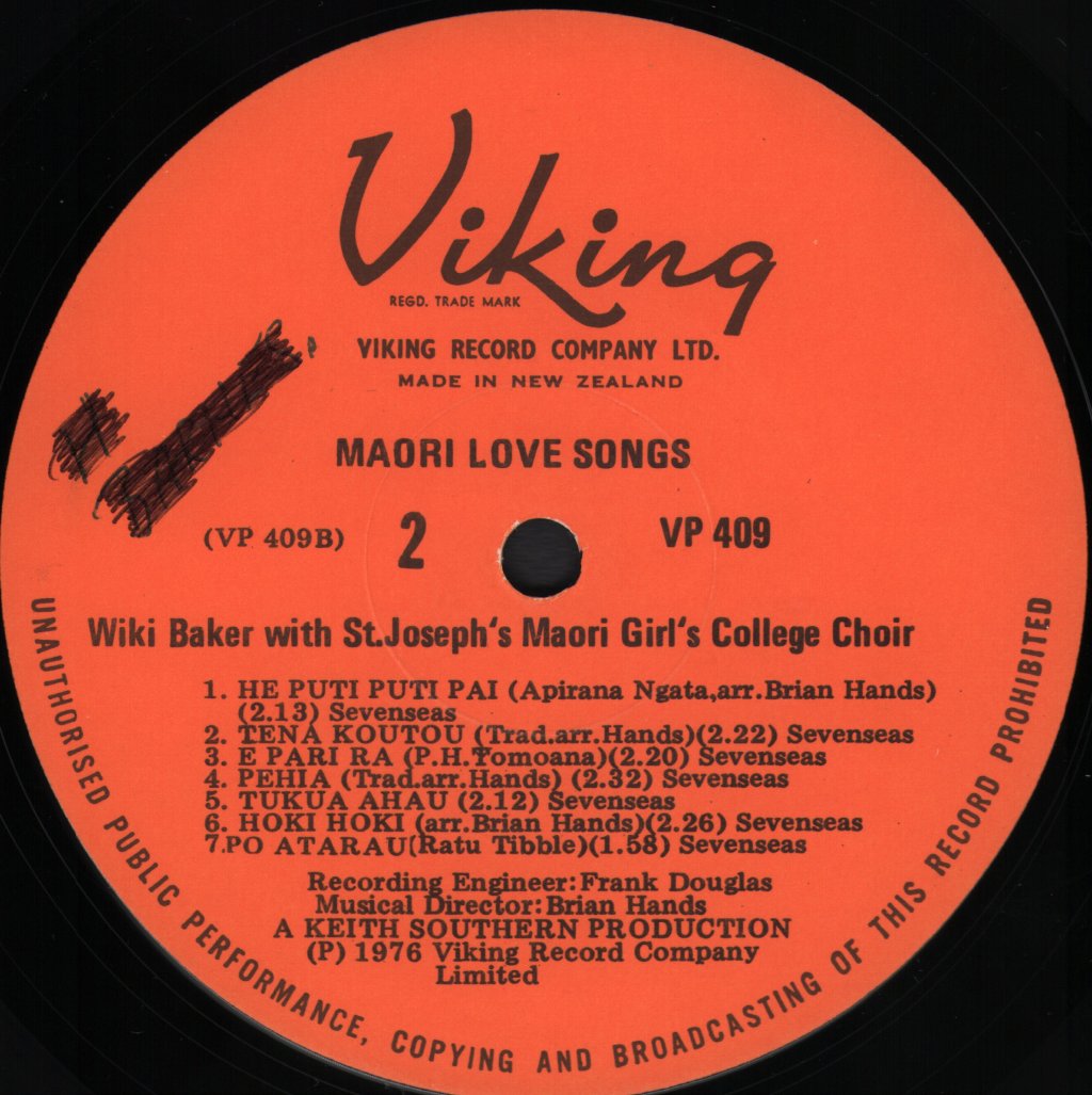 Wiki Baker / St. Joseph's Maori Girls College Choir - Maori Love Songs - Lp