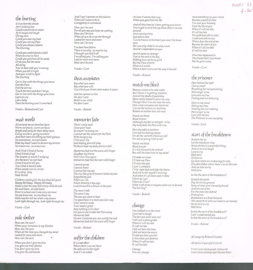 Tears For Fears - Hurting - Lp
