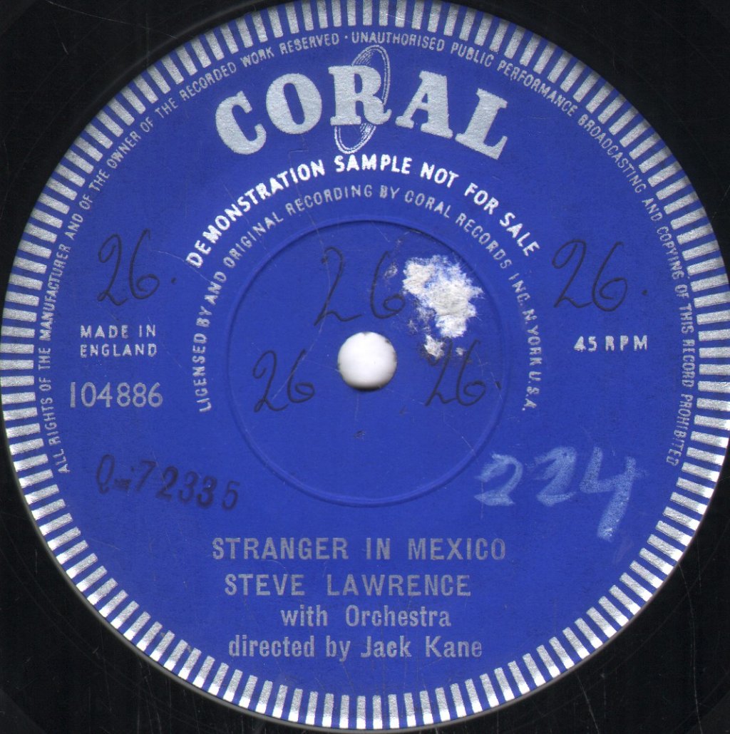 Steve Lawrence - Stranger In Mexico - 7 Inch