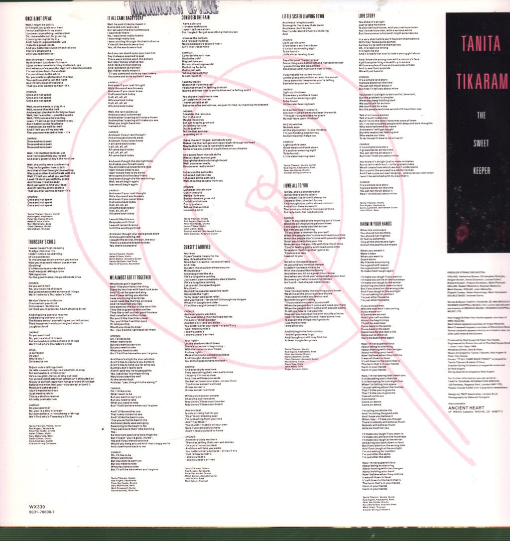 Tanita Tikaram - Sweet Keeper - Lp