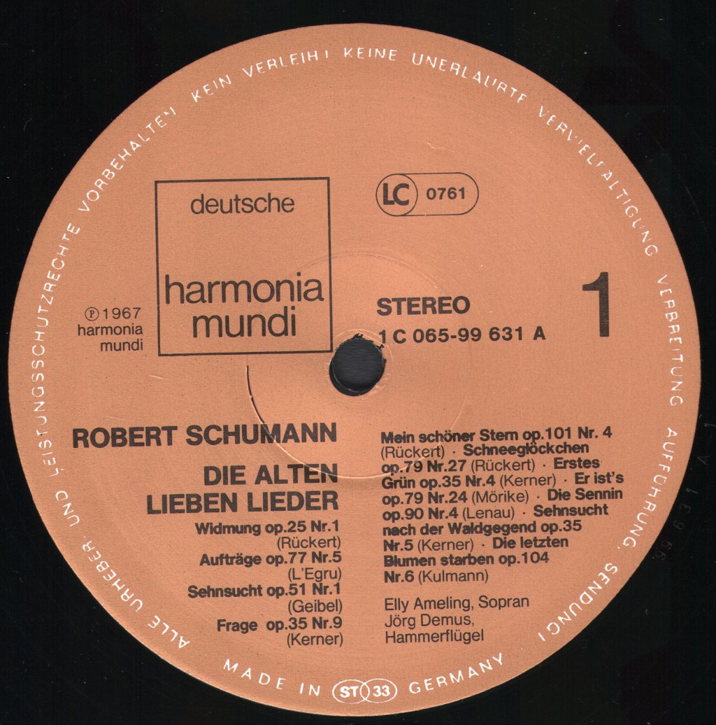 Elly Ameling / Jorg Demus - Robert Schumann - Die Alten Lieben Lieder - Lp