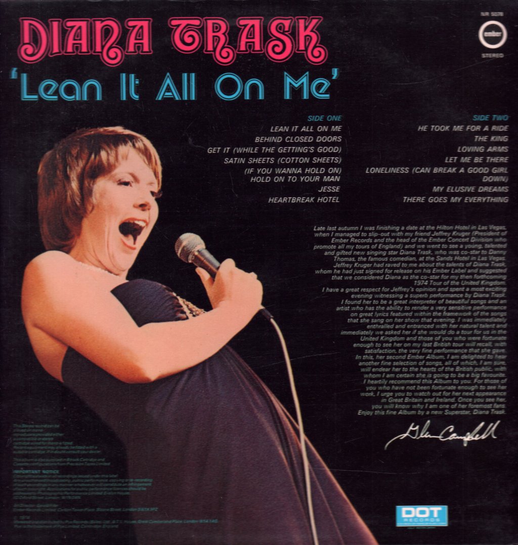 Diana Trask - Lean It All On Me - Lp