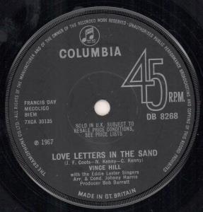 Vince Hill - Love Letters In The Sand - 7 Inch