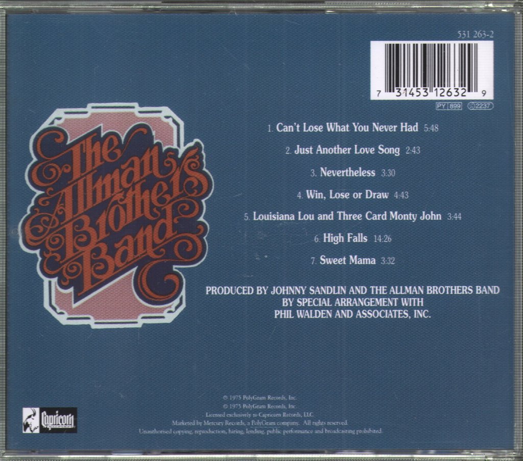 Allman Brothers Band - Win Lose Or Draw - Cd