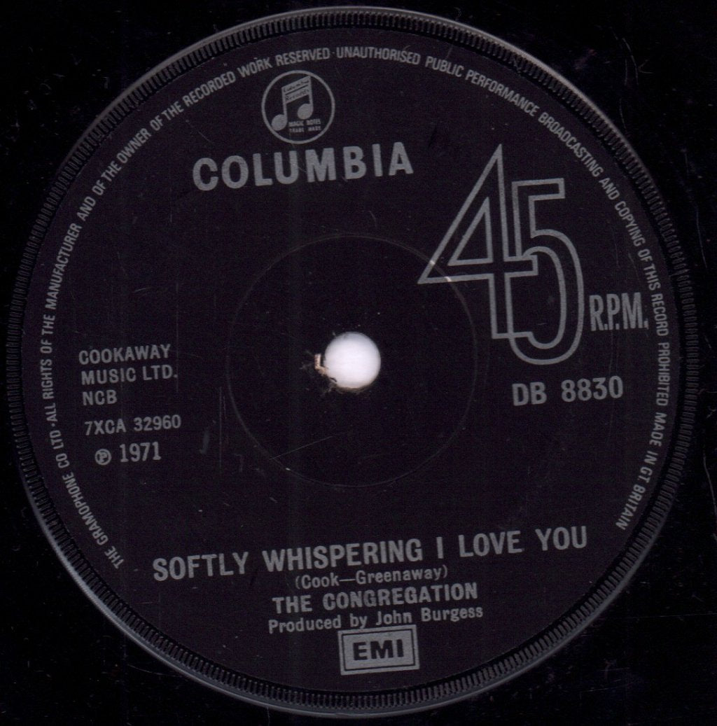 Congregation (70'S Artist) - Softly Whispering I Love You - 7 Inch