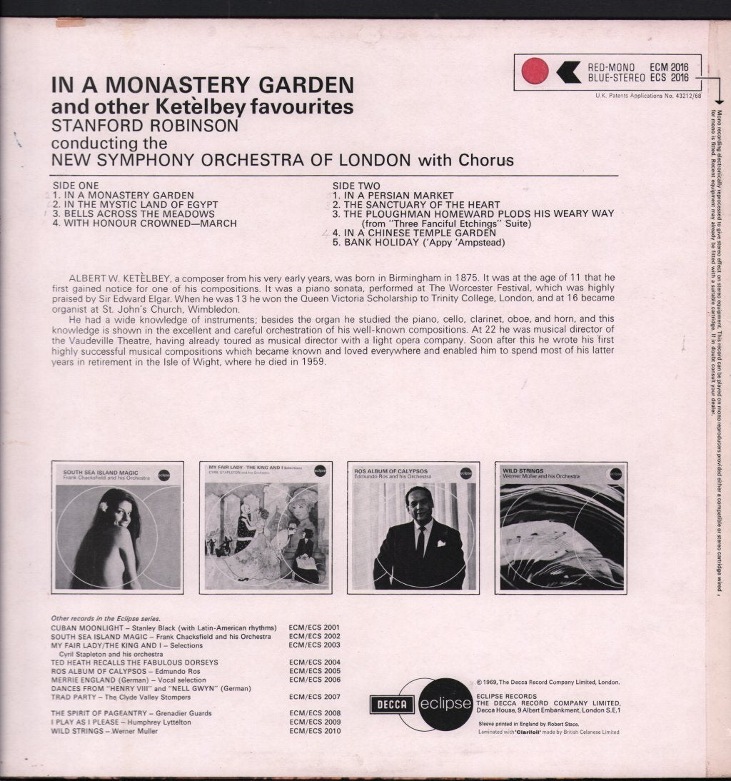 Stanford Robinson / New Symphony Orchestra Of London - In A Monastery Garden - Lp