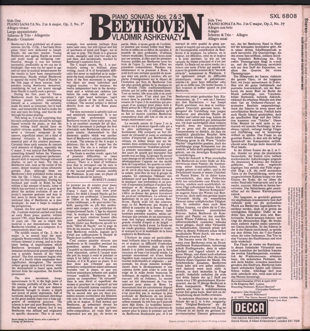 Vladimir Ashkenazy - Beethoven - Piano Sonatas Nos. 2&3 - Lp