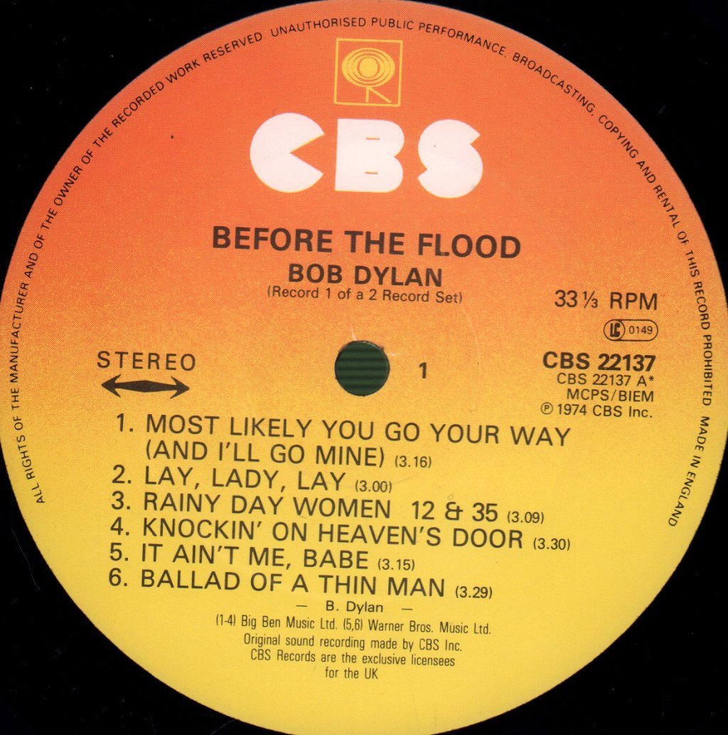 Bob Dylan and The Band - Before The Flood - Double Lp