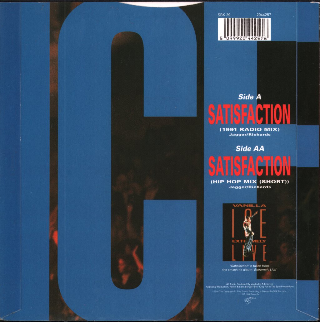 Vanilla Ice - Satisfaction - 7 Inch
