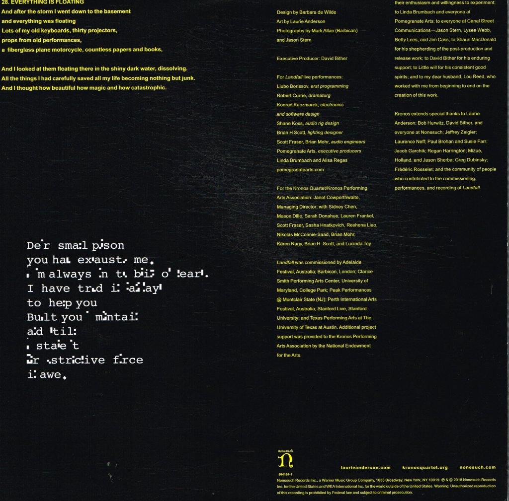 Laurie Anderson And Kronos Quartet - Landfall - Double Lp