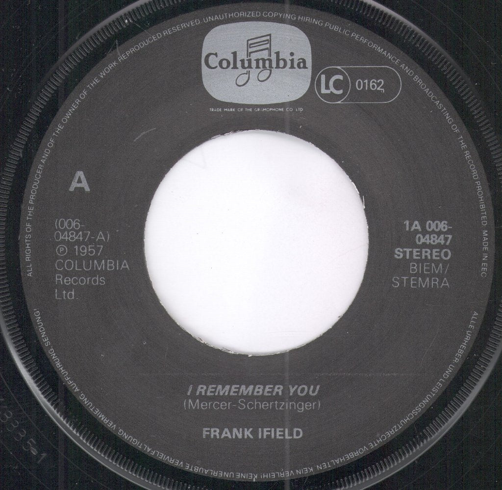 Frank Ifield - I Remember You / Lovesick Blues - 7 Inch