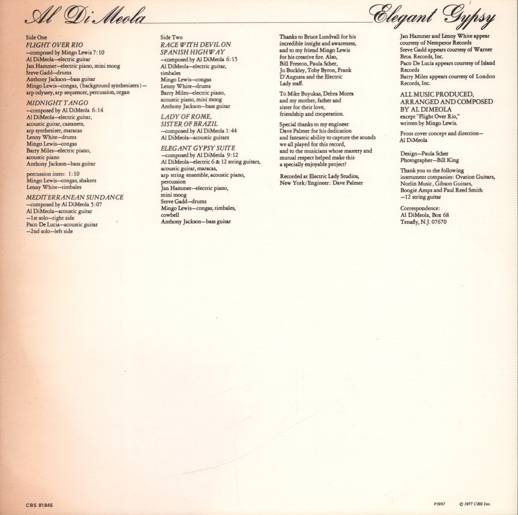 Al Di Meola - Elegant Gypsy - Lp