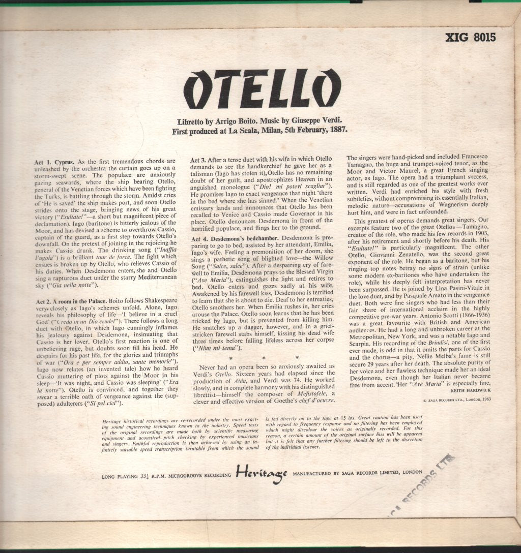 Various Artists - Verdi - Otello - Lp