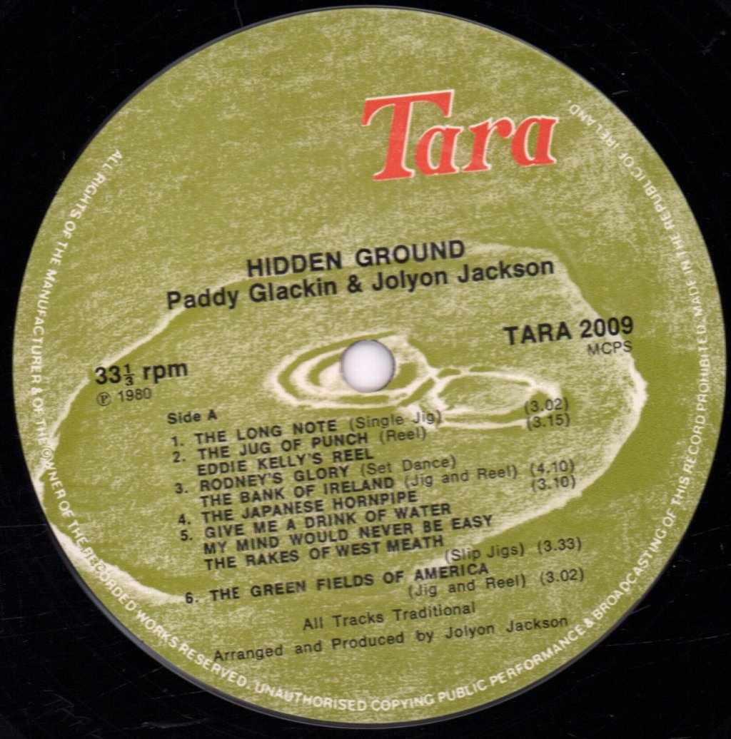 Paddy Glackin & Jolyon Jackson - Hidden Ground - Lp