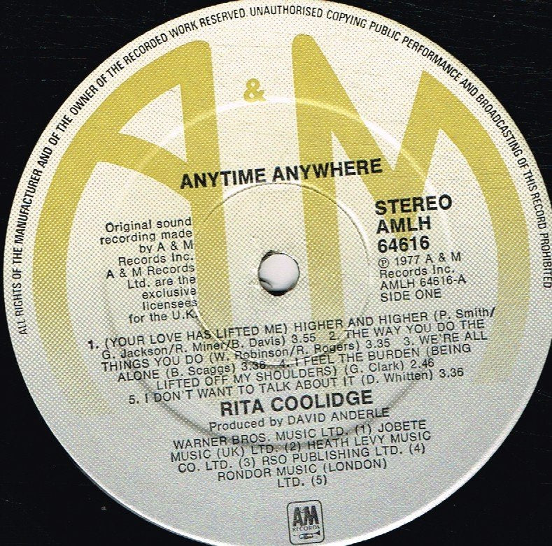 Rita Coolidge - Anytime... Anywhere - Lp