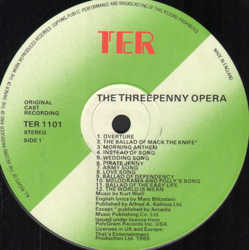 Threepenny Opera - Original Cast Recording - Lp