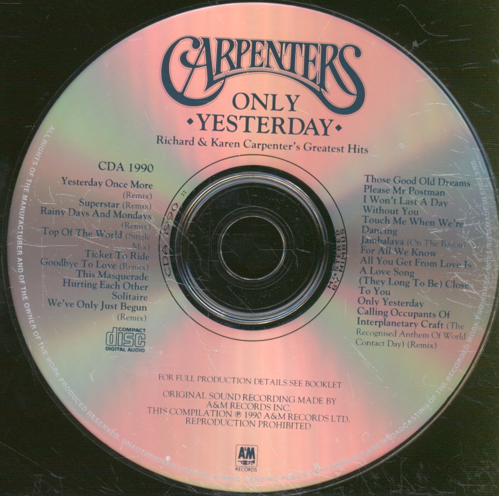 Carpenters - Only Yesterday - Richard & Karen Carpenter's Greatest Hits - Cd