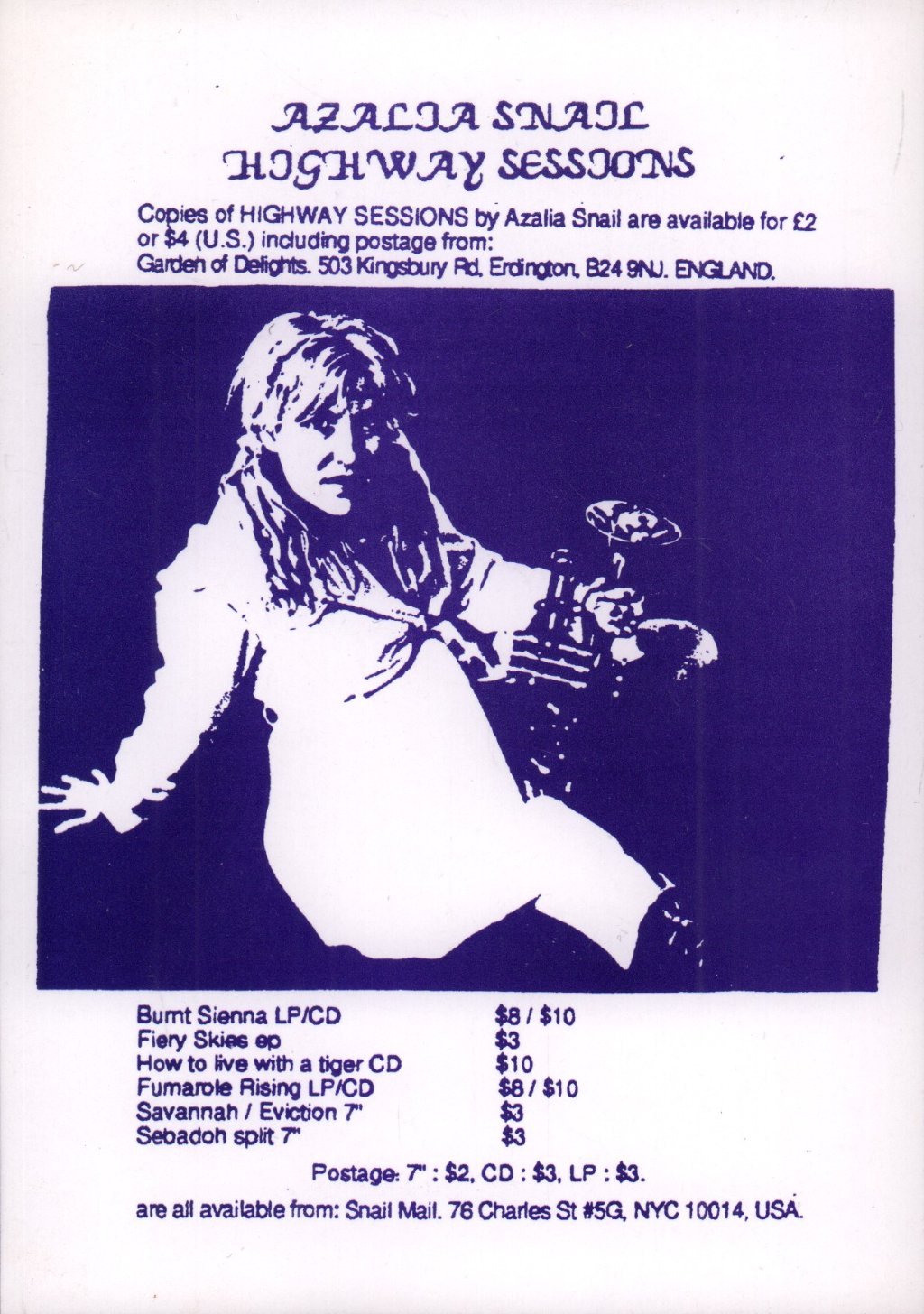 Azalia Snail - Highway Sessions - 7 Inch