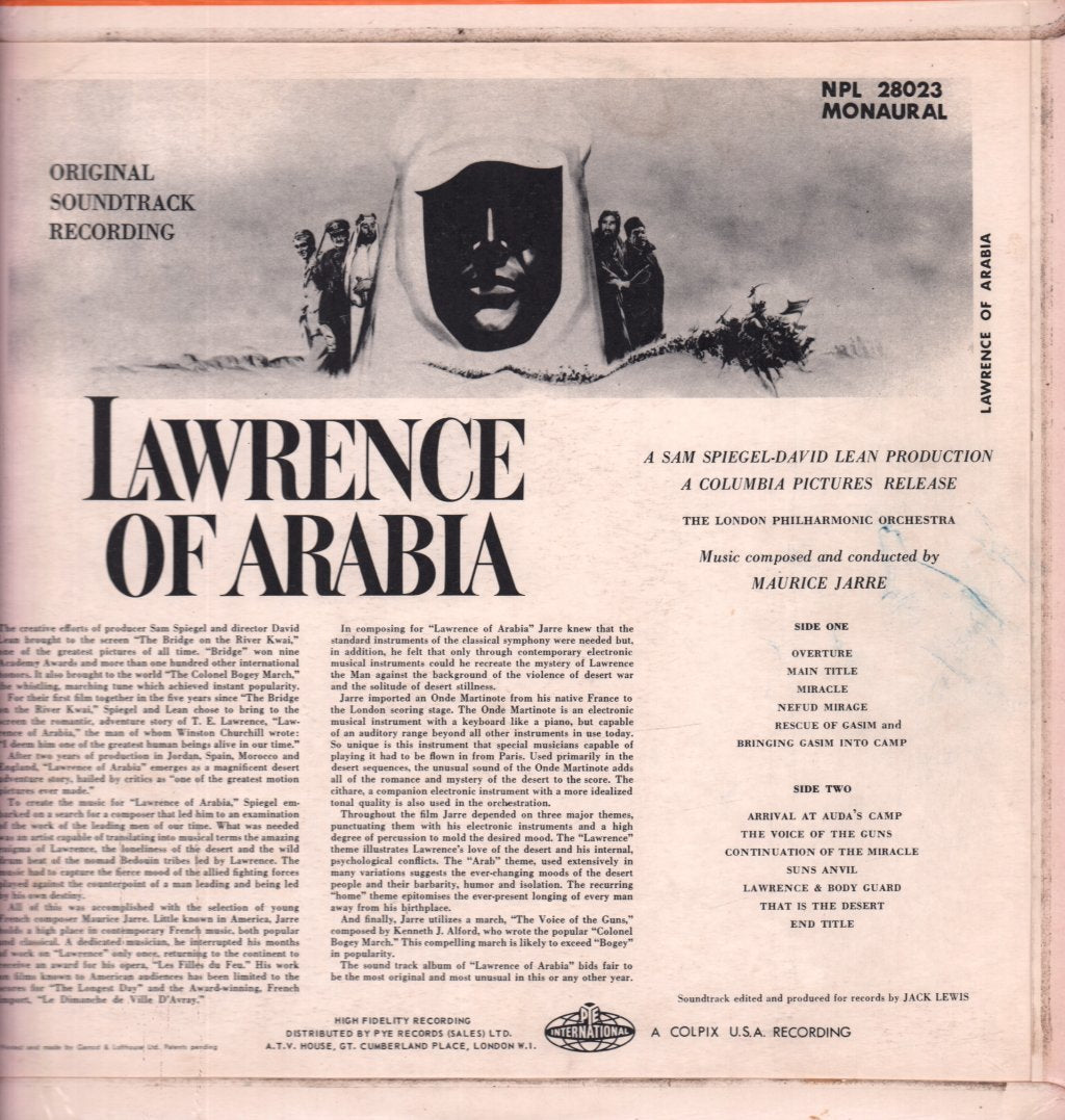 London Philharmonic Orchestra - Lawrence Of Arabia original soundtrack - Lp