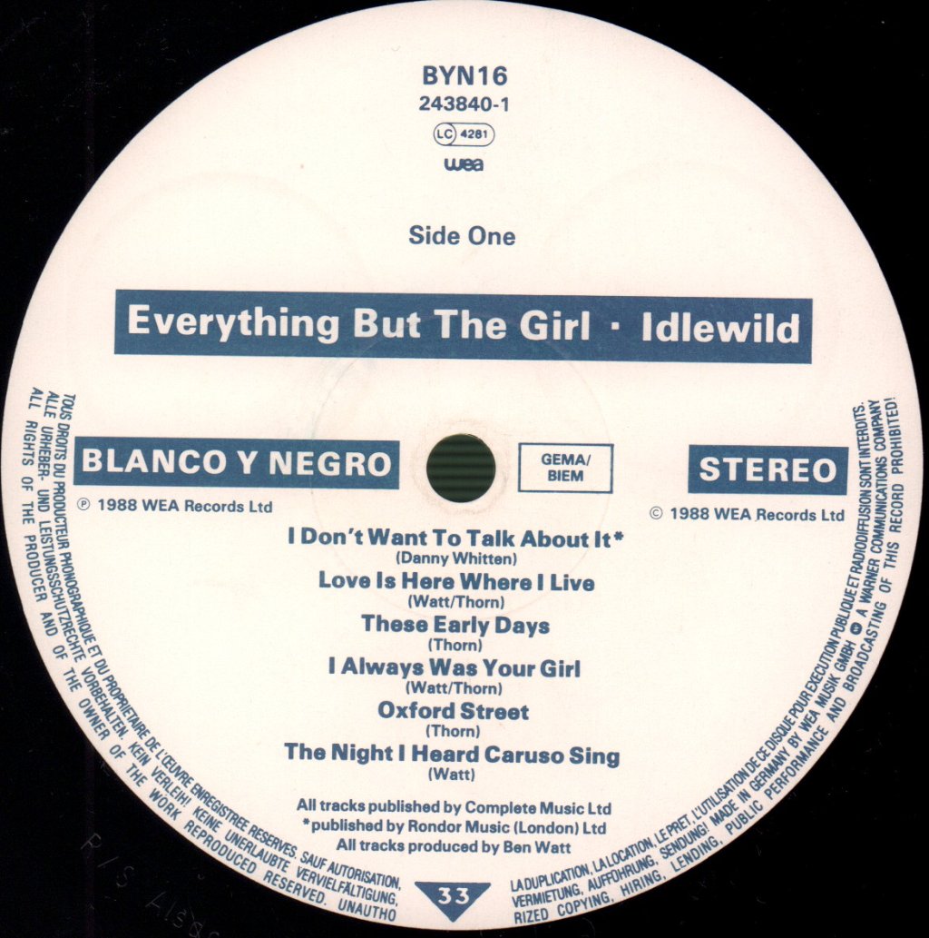 Everything But The Girl - Idlewild - Lp