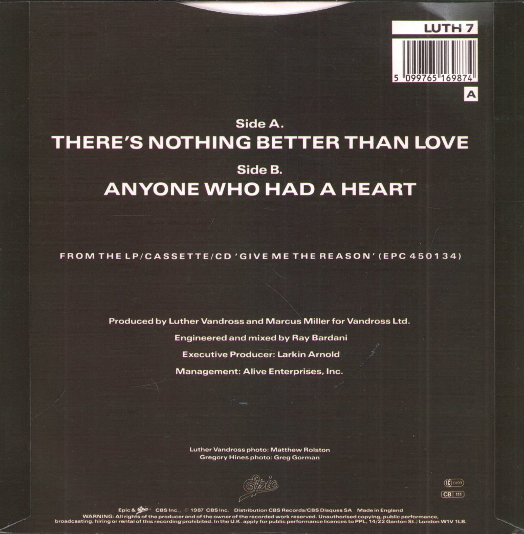 Luther Vandross And Gregory Hines - There's Nothing Better Than Love - 7 Inch