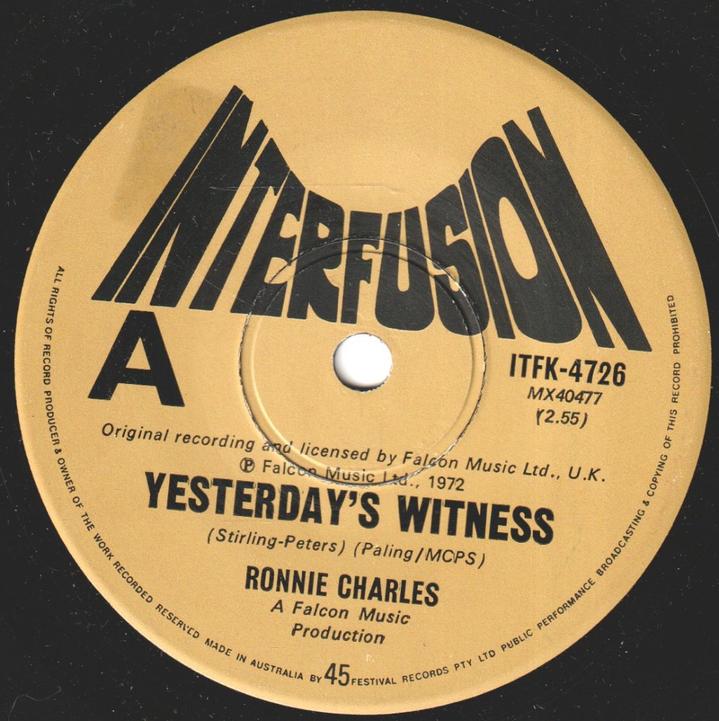 Ronnie Charles - Yesterday's Witness - 7 Inch