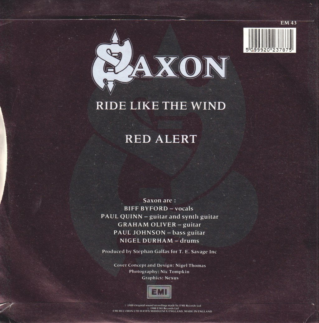 Saxon - Ride Like The Wind - 7 Inch