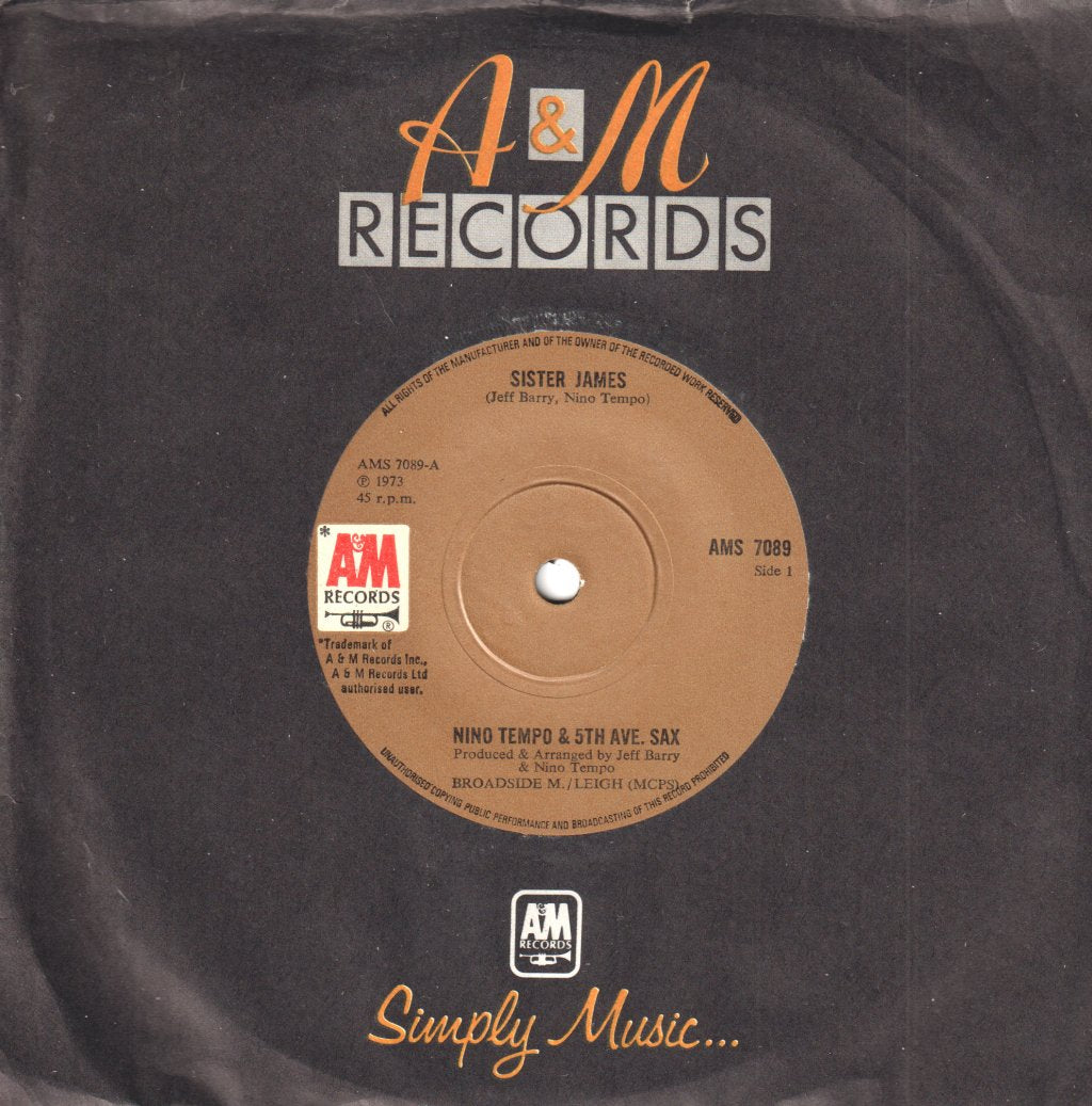 Nino Tempo And 5Th Avenue Sax - Sister James - 7 Inch