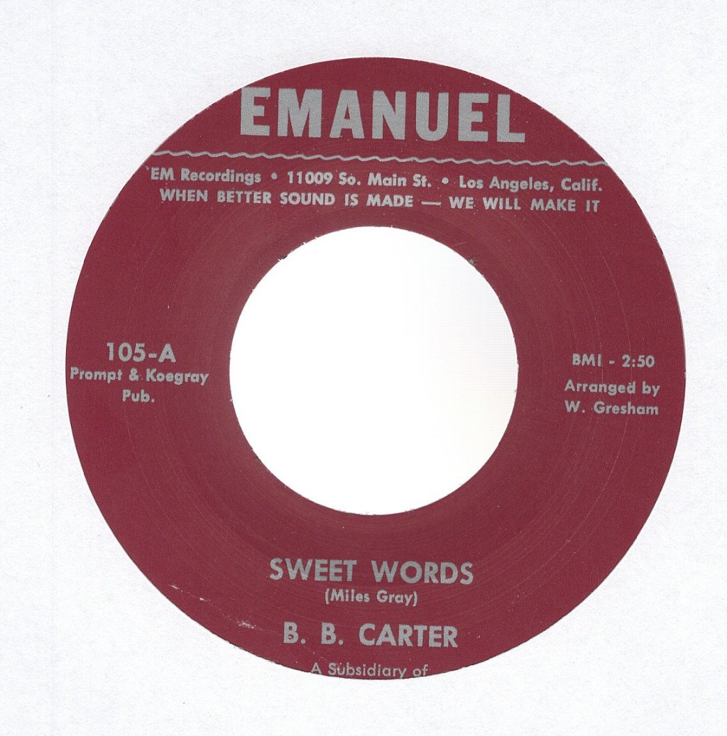 B. B. Carter - Sweet Words - 7 Inch