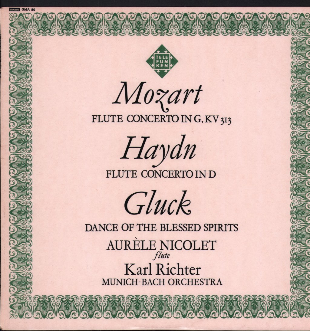 Aurele Nicolet / Karl Richter / Munich-Bach Orchestra - Mozart - Flute Concerto in G, KV 313 / Haydn - Flute Concerto in D / Gluck - Lp