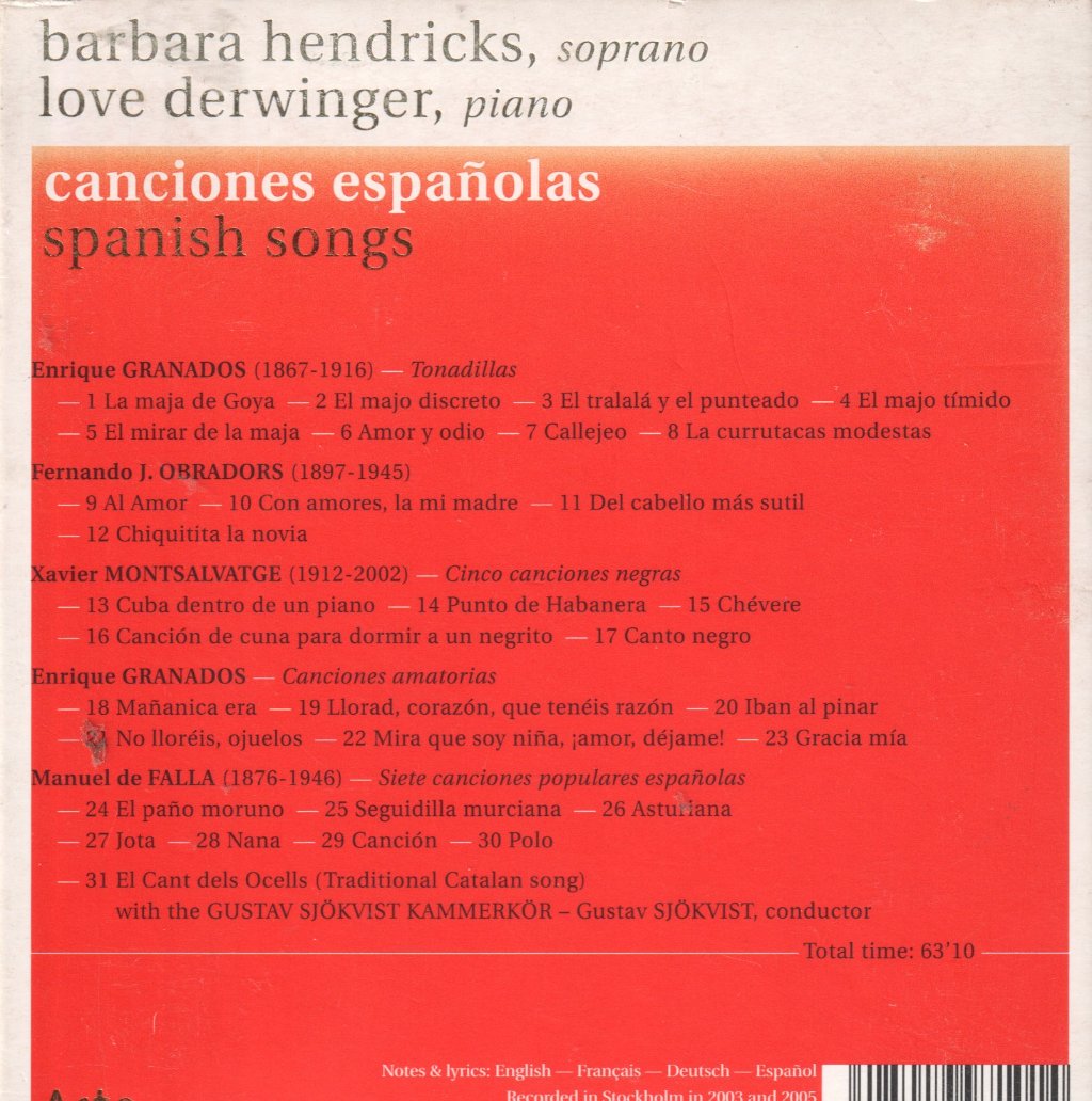 Manuel De Falla - Canciones Españolas - Cd