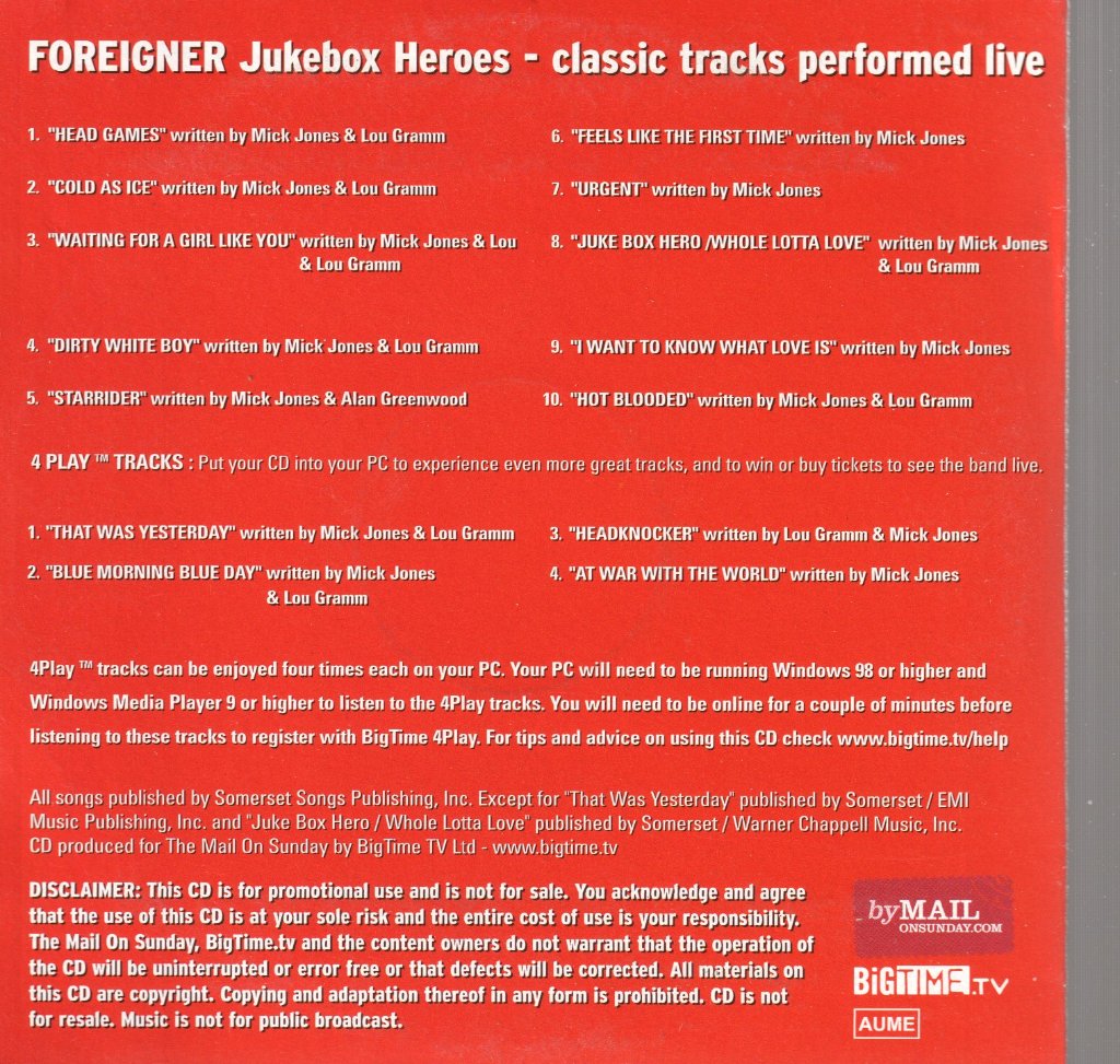 Foreigner - Juke Box Heroes - Cd