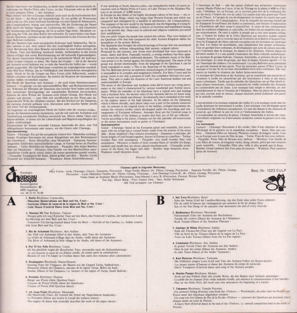 Ukamau - Folklore De Bolivia - Lp