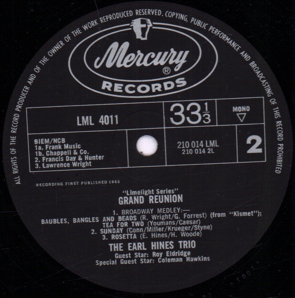 Earl Hines Trio - Grand Reunion - Lp