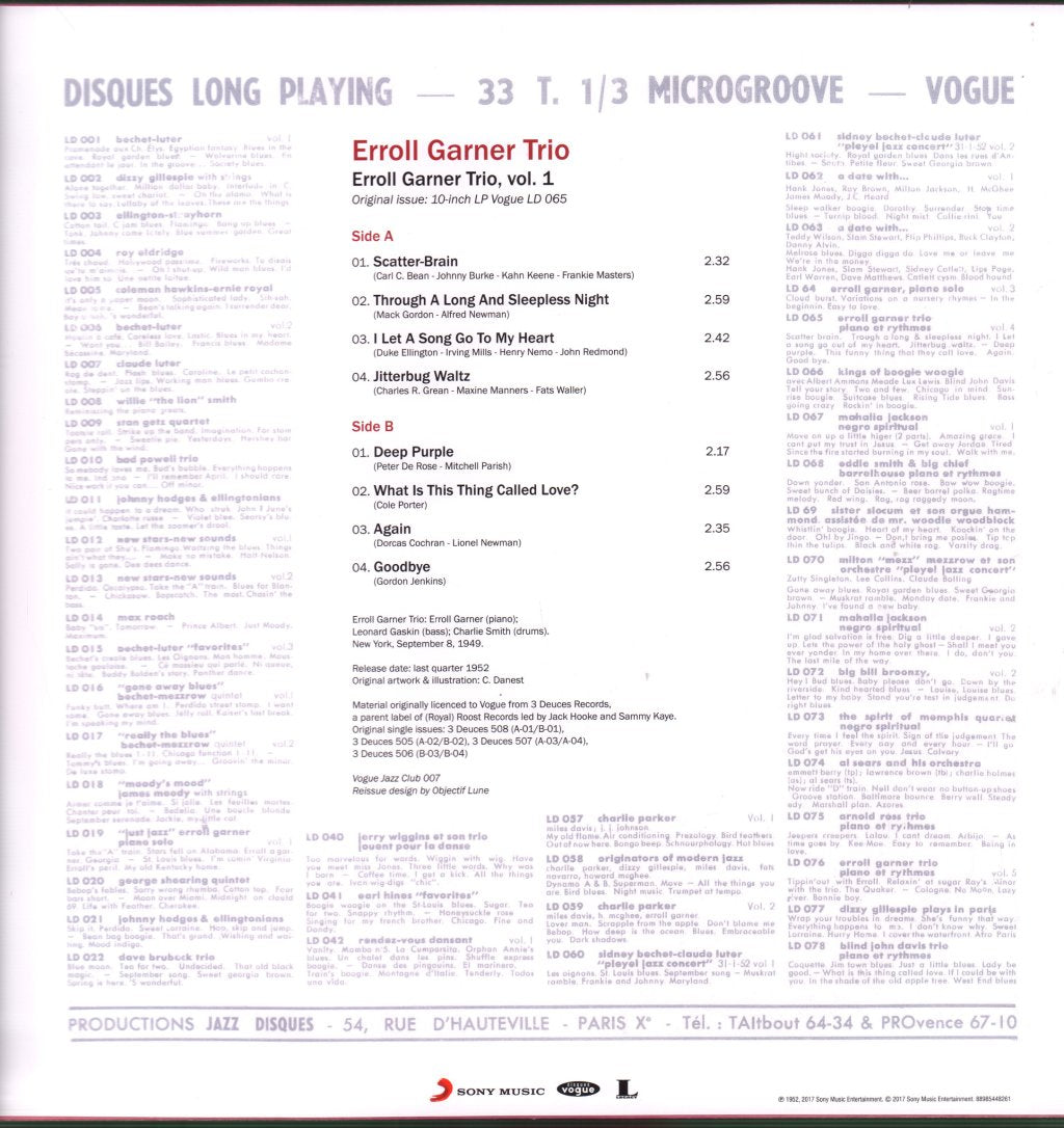 Erroll Garner Trio - Erroll Garner Trio Vol.1 - Lp