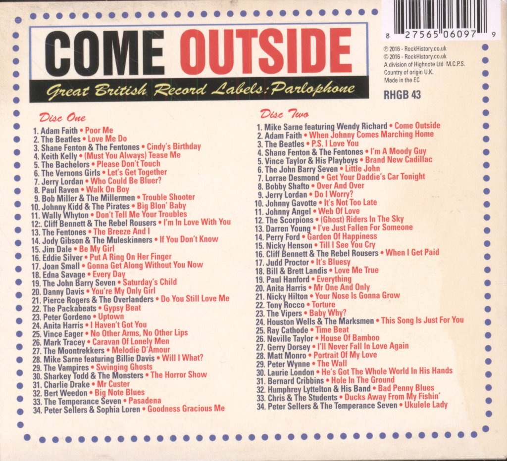 Various Artists - Come Outside - Great British Record Labels : Parlophone - Double Cd