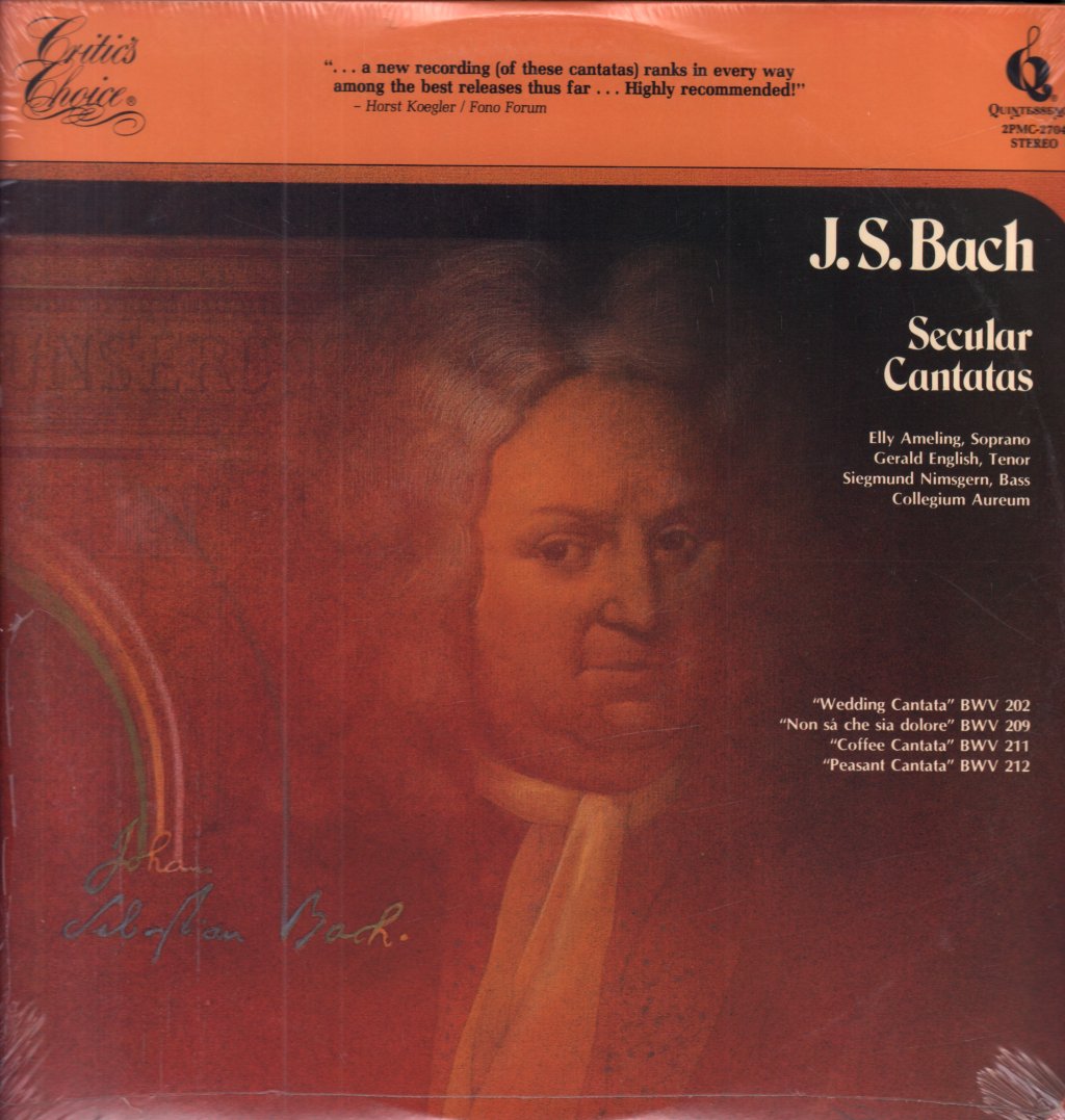 Elly Ameling Gerald English Siegmund Nimsgern Collegium Aureum - bach Secular Cantatas - Double Lp