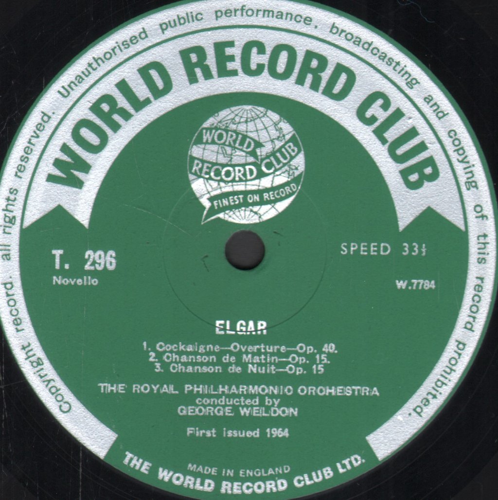 George Weldon / Royal Philharmonic / Pro Arte Orchestra - Conducts Elgar - Lp