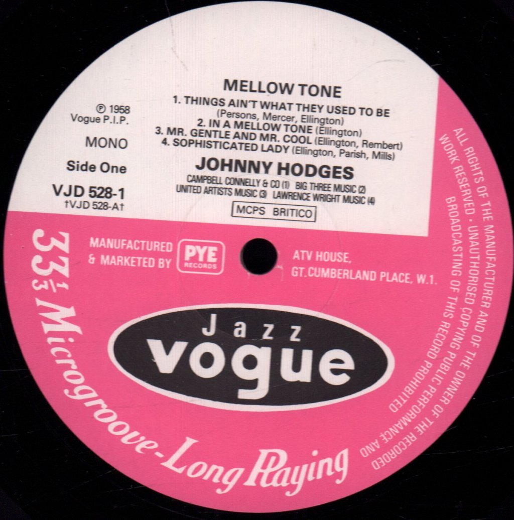 Johnny Hodges - Mellow Tone - Lp