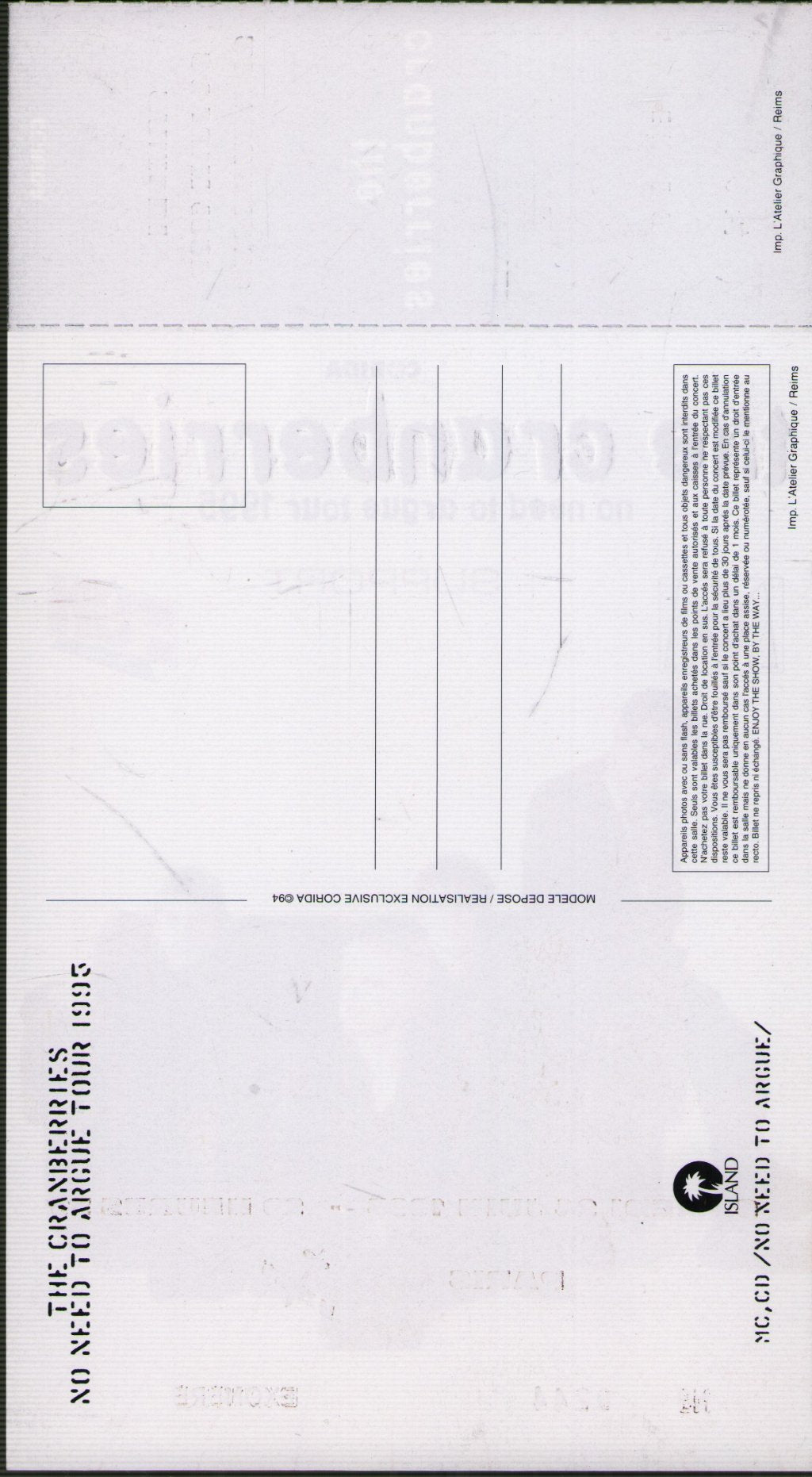 Cranberries - Zenith Paris 24 June 1995 - Ticket