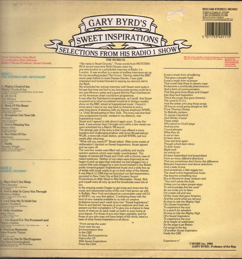 Gary Byrd's Sweet Inspirations - Selections From His Radio 1 Show - Lp